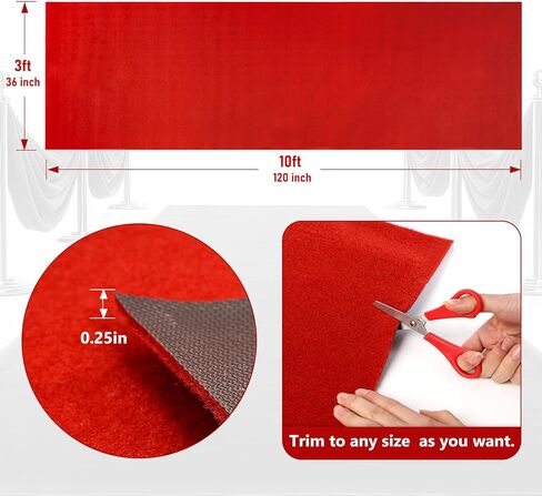 PBHEPJ 3ft x 10ft Extra Thick Red Carpet Runner for Party & Hollywood, Festival Celebration, Wedding, Graduation Ceremony, Award Ceremony, VIP Reception, Heavy-Duty, Non-Slip TPR Rubber in Saudi Arabia