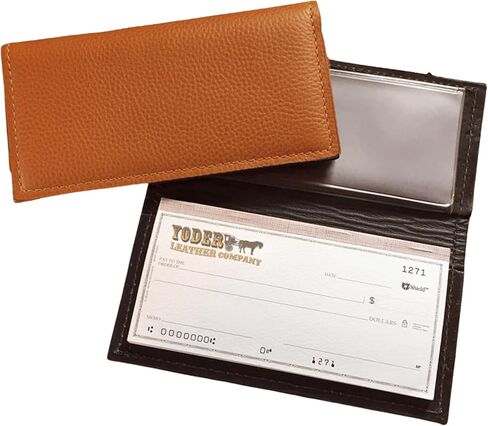 غطاء دفتر شيكات مصنوع يدويًا من جلد البيسون الأصلي في الولايات المتحدة الأمريكية in Kuwait