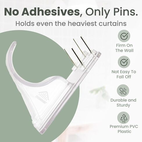 No Adhesive Heavy Duty Curtain Rod Holders with Wide Hook, 5X Stronger Than Adhesive Curtain Rod Hooks,Tension Curtain Rod Bracket for Wall with Pin Guide, Curtain Wall Mount (4 Pack, for 0.75" Rods) in Saudi Arabia