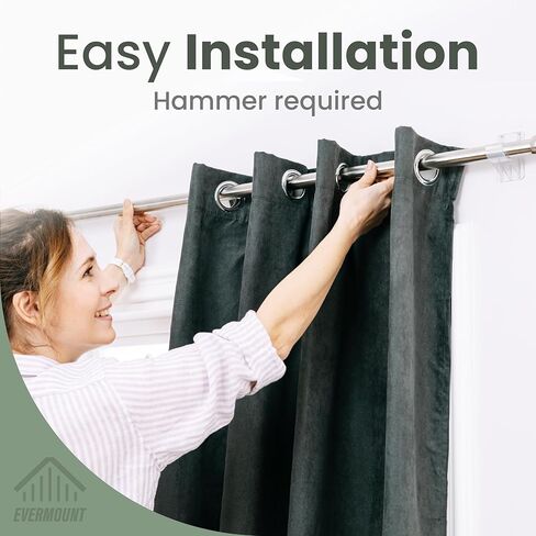 No Adhesive Heavy Duty Curtain Rod Holders with Wide Hook, 5X Stronger Than Adhesive Curtain Rod Hooks,Tension Curtain Rod Bracket for Wall with Pin Guide, Curtain Wall Mount (4 Pack, for 0.75" Rods) in Saudi Arabia