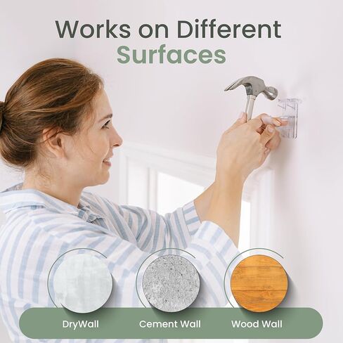 No Adhesive Heavy Duty Curtain Rod Holders with Wide Hook, 5X Stronger Than Adhesive Curtain Rod Hooks,Tension Curtain Rod Bracket for Wall with Pin Guide, Curtain Wall Mount (4 Pack, for 0.75" Rods) in Saudi Arabia