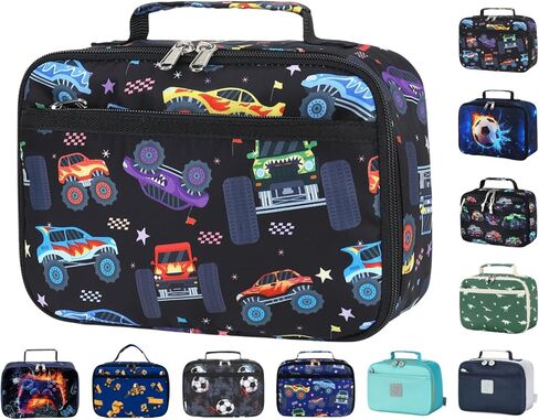 CAMTOP Monster Truck Kids Lunch Box Boys Girls Insulated Lunch Cooler Bag Reusable Lunch Tote Kit for School Travel in Saudi Arabia
