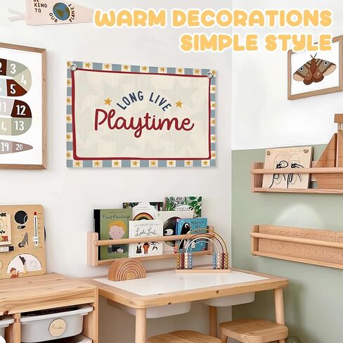 Playroom Wall Decor, Long Live Playtime Linen Canvas Banner,Toddler Playroom Decor Kids Room Nursery with Star Pattern Wall Decor for Toddler Boys Toy Room Bedroom,30x20 Inch in Saudi Arabia
