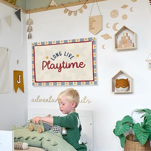 Playroom Wall Decor, Long Live Playtime Linen Canvas Banner,Toddler Playroom Decor Kids Room Nursery with Star Pattern Wall Decor for Toddler Boys Toy Room Bedroom,30x20 Inch in Saudi Arabia