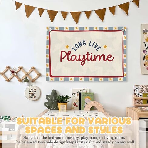 Playroom Wall Decor, Long Live Playtime Linen Canvas Banner,Toddler Playroom Decor Kids Room Nursery with Star Pattern Wall Decor for Toddler Boys Toy Room Bedroom,30x20 Inch in Saudi Arabia