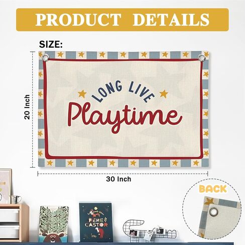 Playroom Wall Decor, Long Live Playtime Linen Canvas Banner,Toddler Playroom Decor Kids Room Nursery with Star Pattern Wall Decor for Toddler Boys Toy Room Bedroom,30x20 Inch in Saudi Arabia