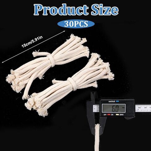 30Pcs 1/4" (6mm) Round Cotton Oil Lamp Wicks Replacement for Candle Wick Braided for Alcohol Kerosene Torches Lantern DIY Handmade Candle Making Supplies in Saudi Arabia