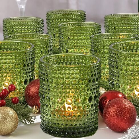 24 قطعة من حوامل شموع نذرية كهرمانية للطاولة، 2 × 2.5 بوصة من الزجاج العتيق شموع صغيرة لإضاءة الشاي لديكور المنزل، حامل شموع تيلايت لتزيين تحف الزفاف ودش الطفل in Kuwait