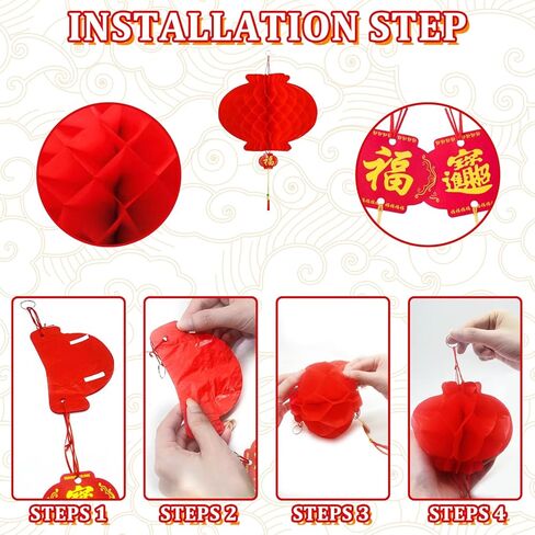 Chinese New Year Decorations 2026, 16 PCS Chinese Couplets Set, Includes Chunlian, Fu Character Ornament, Window Decals, Red Envelopes, Door Stickers, Red Lanterns for 2026 Spring Festival in Saudi Arabia