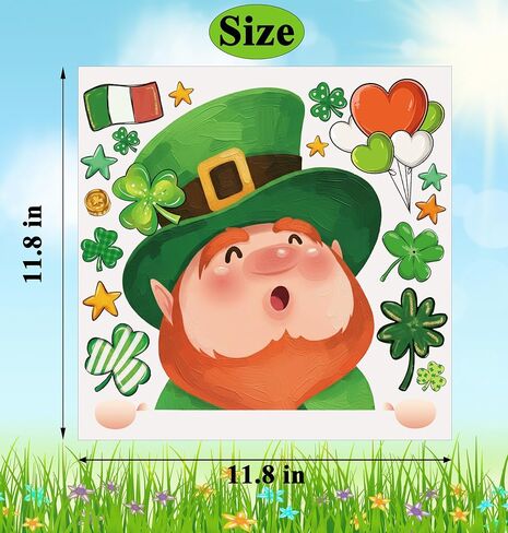 ملصقات نافذة لعيد القديس باتريك لتزيين الزجاج، ملصقات نافذة لطيفة لعيد القديس باتريك، ملصقات كبيرة للحظ السعيد، ملصقات شامروك لباب الربيع، ديكور نافذة الحائط in Kuwait