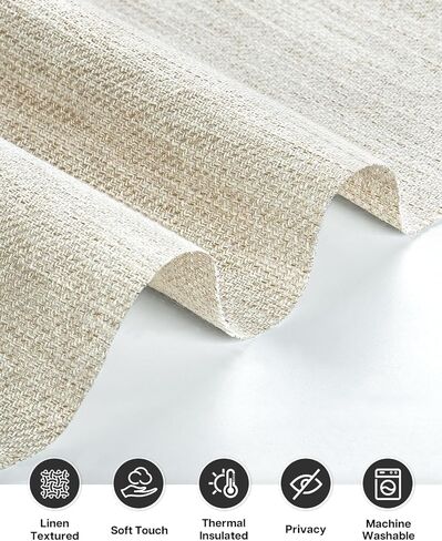 ستائر LazBlinds مربوطة، ستائر كتان معزولة حراريًا للخصوصية، ستارة نافذة الحمام ذات الظل الروماني، ستارة جيب قضيب قابلة للتعديل للمطبخ، غرفة المعيشة، غرفة النوم (31 بوصة عرض × 47 بوصة طول، طبيعي) in Kuwait