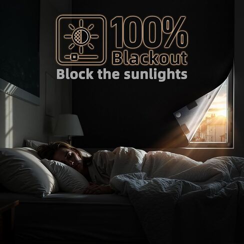 Magnetic Blackout Window Cover 40" x 58" Portable Blackout Curtains for Bedroom, Temporary Black Out Shades Window Privacy Film No Drill Black Out Blinds for Baby Nursery Travel Skylight - Blacks in Saudi Arabia