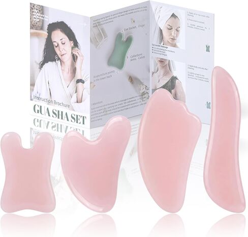 Rena Chris Guasha Massage Tool, 4 Pcs Gua Sha Facial Tool, Guasha Board for SPA Acupuncture Therapy Trigger Point Treatment, Gua Sha Scraping Massage Tool（Black） in Saudi Arabia
