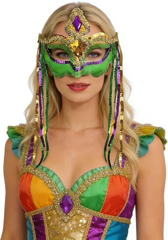 قناع ماردي جراس كرنفال أقنعة مطلية لامعة ديكورات الحفلات التنكرية للنساء والرجال وحفلات أعياد الميلاد وحفلات الزفاف in Kuwait