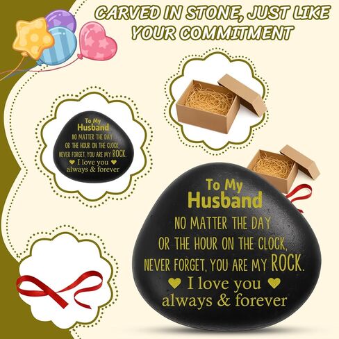 Valentines Day Gifts for Him Husband from Wife Birthday, to My Husband Emotional Engraved Stone, Romantic Wedding Anniversary Valentine Gifts for Men Him, 'You are My Rock' in Kuwait