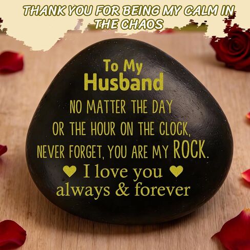 Valentines Day Gifts for Him Husband from Wife Birthday, to My Husband Emotional Engraved Stone, Romantic Wedding Anniversary Valentine Gifts for Men Him, 'You are My Rock' in Kuwait