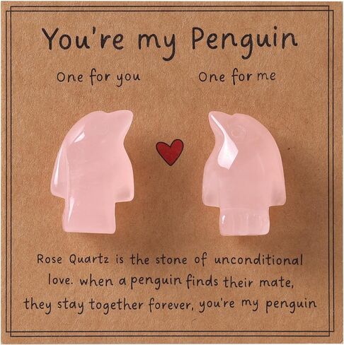 Valentines Day Gifts for Her Him,Rose Quartz Penguin Gifts for Couples,Romantic Anniversary Wedding Birthday Valentines Gift for Men Women Boyfriend Girlfriend Husband Wife in Saudi Arabia