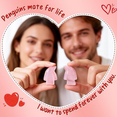 Valentines Day Gifts for Her Him,Rose Quartz Penguin Gifts for Couples,Romantic Anniversary Wedding Birthday Valentines Gift for Men Women Boyfriend Girlfriend Husband Wife in Saudi Arabia