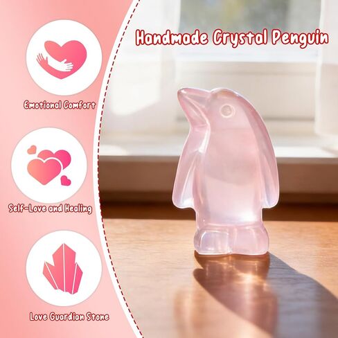 Valentines Day Gifts for Her Him,Rose Quartz Penguin Gifts for Couples,Romantic Anniversary Wedding Birthday Valentines Gift for Men Women Boyfriend Girlfriend Husband Wife in Saudi Arabia