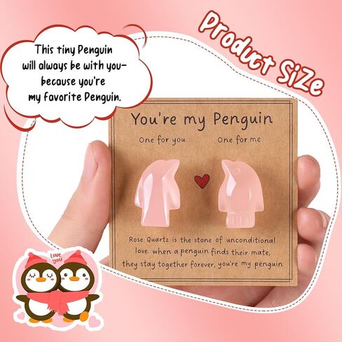 Valentines Day Gifts for Her Him,Rose Quartz Penguin Gifts for Couples,Romantic Anniversary Wedding Birthday Valentines Gift for Men Women Boyfriend Girlfriend Husband Wife in Saudi Arabia