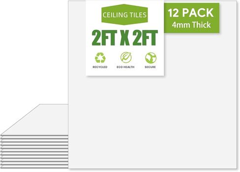 بلاط سقف منسدل بطول 2 قدم × 2 قدم، لوحة سقف PVC بيضاء ناعمة مقاس 24 × 24 بوصة. مقاومة للماء وقابلة للغسل ومقاومة للحريق - قابلة لإعادة الاستخدام - بولي كلوريد الفينيل عالي الجودة لمنع الكسر - عبوة مكونة من 12 بلاطة in Kuwait