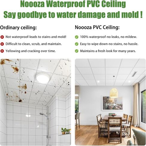 بلاط سقف منسدل بطول 2 قدم × 2 قدم، لوحة سقف PVC بيضاء ناعمة مقاس 24 × 24 بوصة. مقاومة للماء وقابلة للغسل ومقاومة للحريق - قابلة لإعادة الاستخدام - بولي كلوريد الفينيل عالي الجودة لمنع الكسر - عبوة مكونة من 12 بلاطة in Kuwait