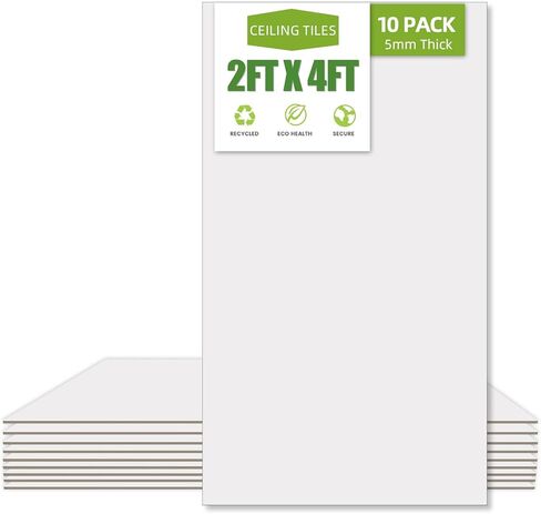 بلاط سقف منسدل بطول 2 قدم × 2 قدم، لوحة سقف PVC بيضاء ناعمة مقاس 24 × 24 بوصة. مقاومة للماء وقابلة للغسل ومقاومة للحريق - قابلة لإعادة الاستخدام - بولي كلوريد الفينيل عالي الجودة لمنع الكسر - عبوة مكونة من 12 بلاطة in Kuwait