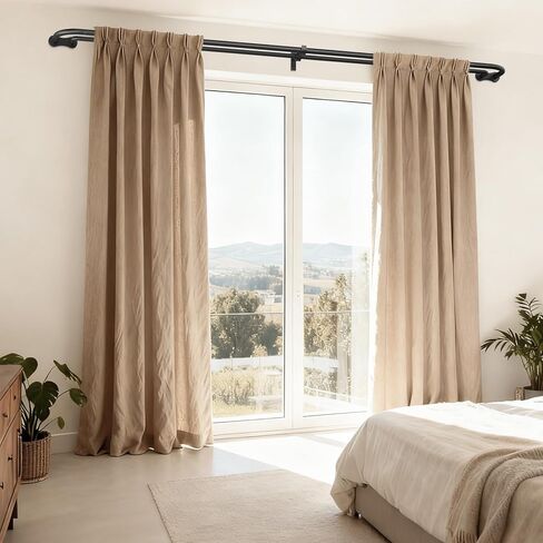 قضيب ستارة مزدوج، التفاف أسود حول قضبان ستائر مزدوجة للتعتيم للنوافذ من 48 إلى 84 بوصة، قضبان مزدوجة منحنية شديدة التحمل قابلة للتعديل لتعتيم الغرفة، جميع المعادن، دعامة من الألومنيوم in Kuwait