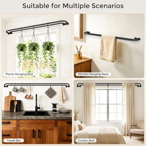 قضيب ستارة مزدوج، التفاف أسود حول قضبان ستائر مزدوجة للتعتيم للنوافذ من 48 إلى 84 بوصة، قضبان مزدوجة منحنية شديدة التحمل قابلة للتعديل لتعتيم الغرفة، جميع المعادن، دعامة من الألومنيوم in Kuwait