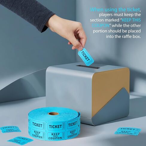 2200 Pcs (1100 Pairs) Raffle Tickets Double Roll, Blue 50/50 Raffle Tickets, Consecutively Numbered for Raffles, Events, Fundraisers, Carnivals & Classroom Activities in Kuwait