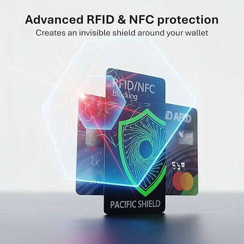 بطاقة حجب RFID من باسيفيك شيلد (عبوتان) | تأمين محفظتك | حماية متميزة من سرقة الهوية لبطاقات الائتمان والهوية وجواز السفر | NFC تماس in Kuwait