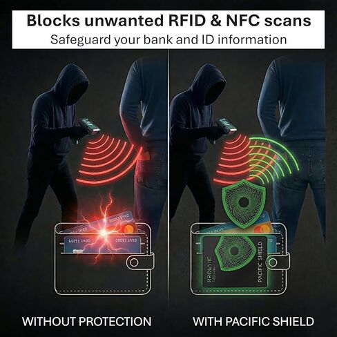 بطاقة حجب RFID من باسيفيك شيلد (عبوتان) | تأمين محفظتك | حماية متميزة من سرقة الهوية لبطاقات الائتمان والهوية وجواز السفر | NFC تماس in Kuwait