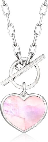 Ross-Simons Italian Pink Mother-Of-Pearl Heart Toggle Necklace in Sterling Silver. 18 inches in Kuwait