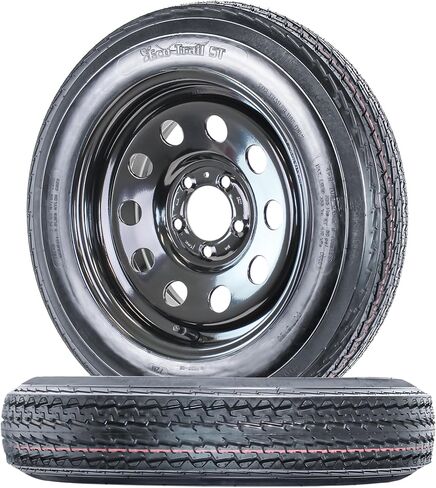 eCustomrim 2-Pack Trailer Tire Rim 4.80-12 480-12 5 العروة على 4.5 بوصة عجلة وحدات سوداء مركزية - ضمان لمدة عامين مع جانب الطريق in Kuwait