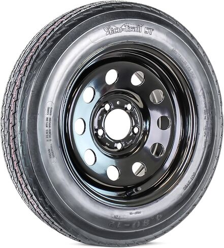 eCustomrim 2-Pack Trailer Tire Rim 4.80-12 480-12 5 العروة على 4.5 بوصة عجلة وحدات سوداء مركزية - ضمان لمدة عامين مع جانب الطريق in Kuwait