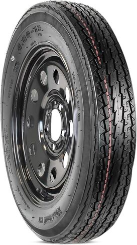 eCustomrim 2-Pack Trailer Tire Rim 4.80-12 480-12 5 العروة على 4.5 بوصة عجلة وحدات سوداء مركزية - ضمان لمدة عامين مع جانب الطريق in Kuwait