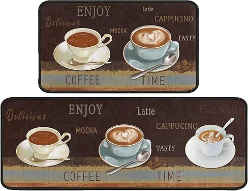 2 Piece Farmhouse Kitchen Rug Set, Home Kitchen Sink Rugs and Mats Non Skid Washable Absorbent Microfiber Rustic Kitchen Floor Decor Carpet 17" x 47"+17" x 30" Tapetes para Cocina in Saudi Arabia