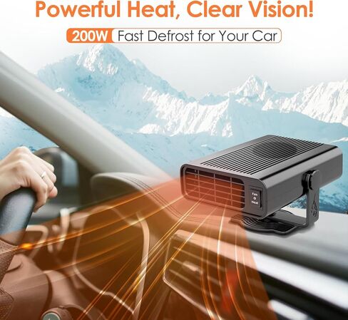 2026 Newest Portable Car Heaters, 12V 200W Vehicle Heating & Cooling Fan Rapid Windscreen Defogger & Window Defroster Car Heater That Plugs Into Cigarette Lighter with 360° Rotatable Function in Saudi Arabia