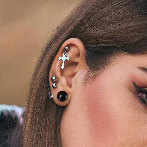 مجموعة أدوات قياس الأذن الزجاجية من Xpircn مع حلقات مطاطية، سدادات مضيئة واحدة 14G-00G لمقاييس الأذن، مجوهرات ثقب الجسم المتوسعة الناعمة غير المسببة للحساسية 8-12 قطعة in Kuwait