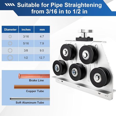 Tubing Straightener, Brake Line Straightener for 3/16 to 1/2 IN Diameter Pipe, Tube Straightener and Wire Straightener Fit for Fuel Line, Brake Line, Soft Aluminum Tubing and Copper Tubing in Kuwait