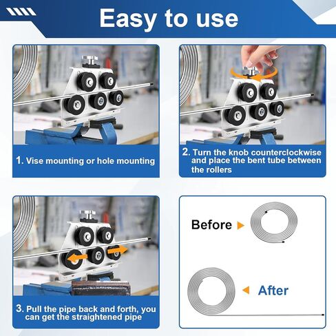 Tubing Straightener, Brake Line Straightener for 3/16 to 1/2 IN Diameter Pipe, Tube Straightener and Wire Straightener Fit for Fuel Line, Brake Line, Soft Aluminum Tubing and Copper Tubing in Kuwait