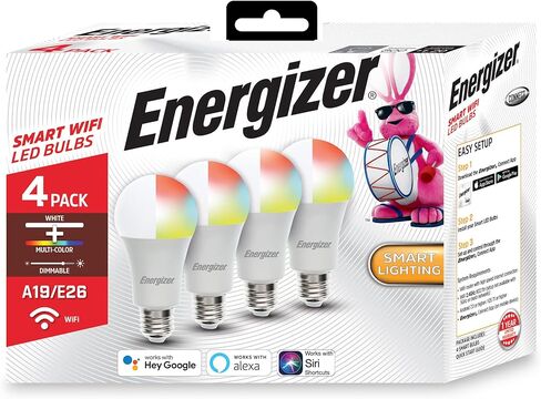 Energizer Connect Smart A19 LED LED White & Multi-Color RGB لمبة RGB مع التحكم الصوتي والوصول عن بُعد من خلال هاتفك الذكي | متوافق مع Alexa و Google Assistant in Saudi Arabia