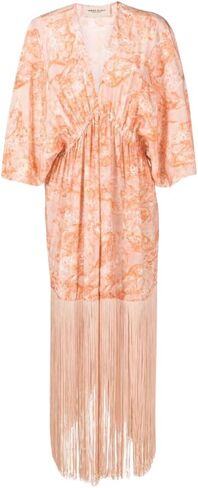 ADRIANA DEGREAS Sea Bubbles Long Robe With Fringes in Saudi Arabia