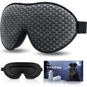 Sleep Mask, 3D Deep Contoured Eye Mask 100% Blocking Lights Sleeping Mask Night Sleep Eye Mask Eye Shade Eye Cover Blindfold with Adjustable Strap for Travel Nap Yoga in Kuwait