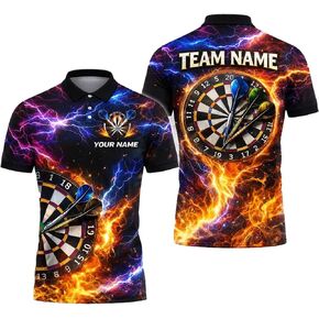 Personalized 3D Dart Shirt, Customizable with Your Name and Team Design, Vibrant Yellow and Black Darts Polo in Saudi Arabia