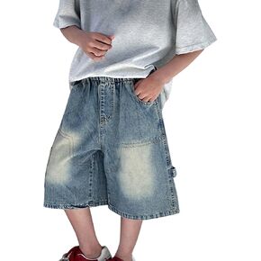 Jorts Y2K للأولاد برمودا الدينيم السراويل المراهقين فضفاض مستقيم الساق طول الركبة خمر شورتات جينز طفل الصيف الجرونج الشارع الشهير in Kuwait