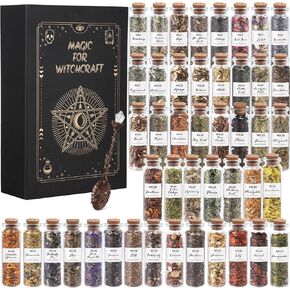 Witchcraft Supplies Herbs - 30 Bottles Dried Herbs Kit for Beginners - Altar Supplies Healing Herbal Natural Herbs Crystal Spoon for Wicca, Pagan Magic Spells and Bath in Saudi Arabia