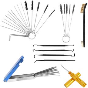 مجموعة تنظيف المكربن، مع فرشاة مزدوجة الأطراف، 23 إبرة، 10 فرشاة، 4 خطاف نفاث للكربوهيدرات، 1 أداة مكشطة، طرف شعلة لحام، منظف جسم الخانق للدراجات النارية، لحام ATV، صيانة المحرك الصغير in Kuwait