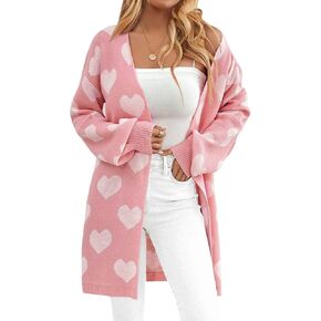 Womens Valentine Heart Cardigan Sweater 2026 Valentines Day Trendy Cute Oversized Long Sleeve Cardigans in Saudi Arabia