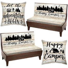 6 Pcs RV Dinette Cushion Covers Stretch Couch Cushions Cover Replacement Washable RV Cushion Slipcovers for Camper Car Bench Includes 2 Pillowcase, 2 Backrest and 2 Bench Covers (Wood Grain) in Kuwait